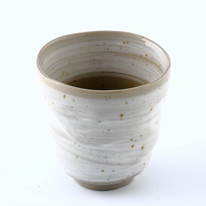 Mino Yaki(Ware) ceramic Handmade Japanese Tea Cups Yunomi Tea cup Mug, Japanese Poem Jizo Statue Design Gray, 6.4 fl. oz Set of 2, Sake,Matcha Green Tea,