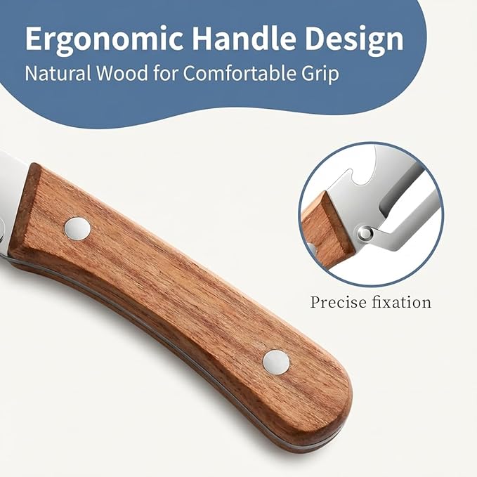 2 Pack Multifunctional Vegetable Peeler, With Wooden Handle and Bottle Opene, Stainless Steel Blade with Ergonomic Wooden Handle, Non-Slip Fruit & Potato Peeler for Kitchen Use