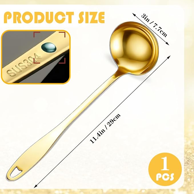 Gold Soup Ladle, 304 Stainless Steel Ladle, Golden Soup Ladle for Daily Home Cooking, Serving