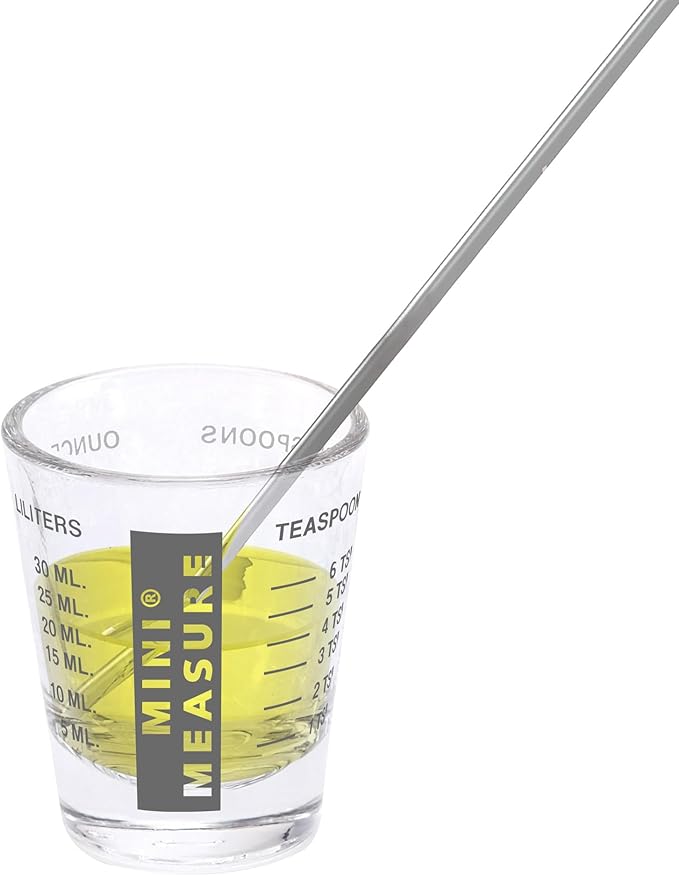 Kolder Mini Measure Heavy Glass, 20-Incremental Measurements Multi-Purpose Liquid and Dry Measuring Shot Glass, Black
