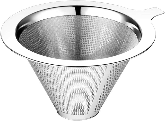 ANNMEXX Upgraded Pour Over Coffee Filter, Coffee Dripper, Paperless Mess Stainless Steel Coffee Filter, Maker One to Two Cup Coffee, Easy to Use and Clean (1-2Cups)