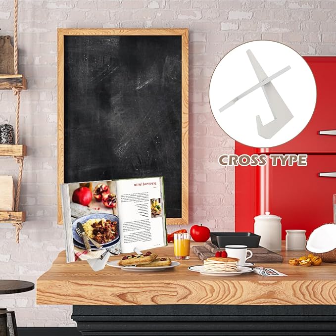 Cookbook Stand for Kitchen, Wooden Cookbook Holder, Recipe Book Holder for Kitchen Counter, Rustic Cook Book Display Stand Holder(Color:White)