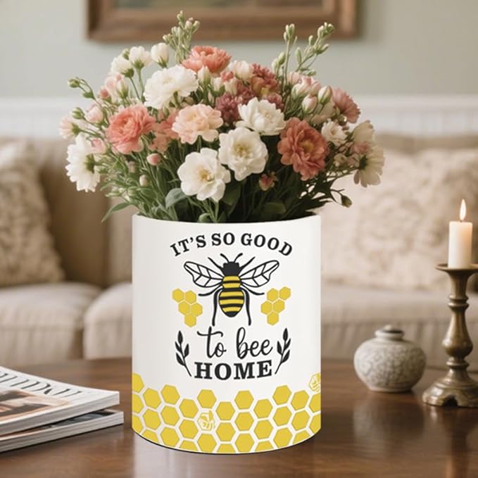 Bee Kitchen Decor, 6.5inch Ceramic Utensil Holder with Bee Design, Rustic-Style Indoor Kitchen Utensil Storage Rack, Ideal for Spoon Storage and Cooking Tools, Gift for Kitchen Organizers