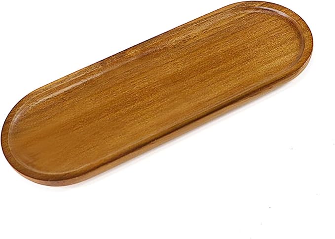 Small Wooden Oval Tray (11.3 x 4.1 inch), Mini Serving Tray | for Coffee Tables, Dessert, Snack, Fruit, Acacia Wood Platter for Vegetable, Decor Restaurant