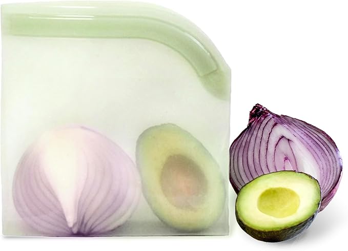 Lotus Reusable Silicone Food Storage Bags – BPA-Free, Microwave & Dishwasher Safe, Leak-Proof Zip Lock Silicone Bags for Freezer, Multi Purpose Food Storage Bag with Flat Base Design for Meal Prep