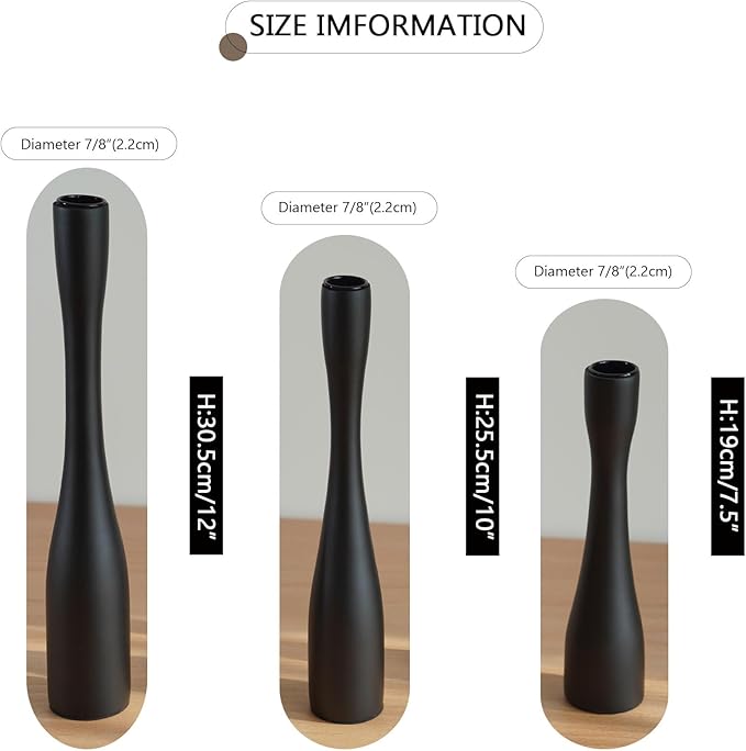 Candle Holder Black Candlestick Holders 3,Tall Taper Candle Holders Set of 3 for Candlesticks(12"/10"/7.5" H),Modern Farmhouse Candle Stick Candle Holder for Decor