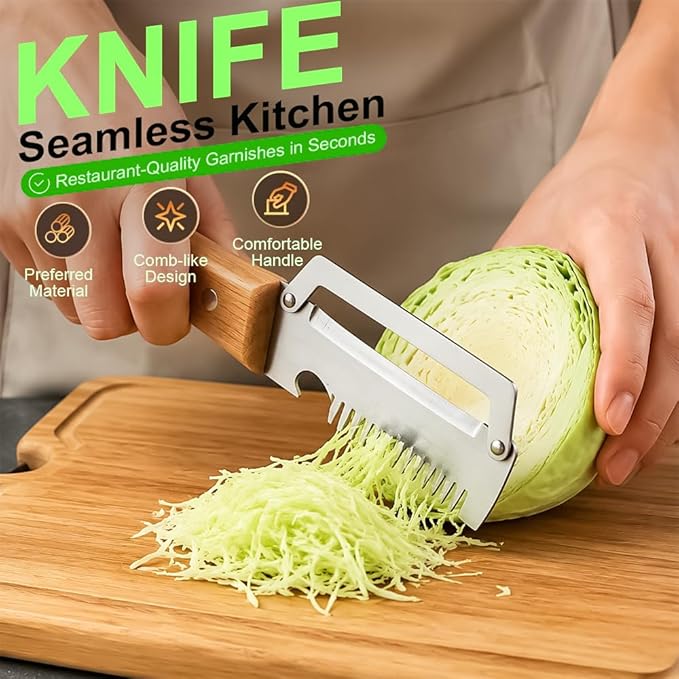 Multifunctional Vegetable Peeler for Kitchen Tool Wooden Smooth Handle and Bottle Opener, Made of Stainless Steel 2 in 1 Potato Garlic Cucumber Orange Pumpkin Fruit (Shredded Style(1pc))