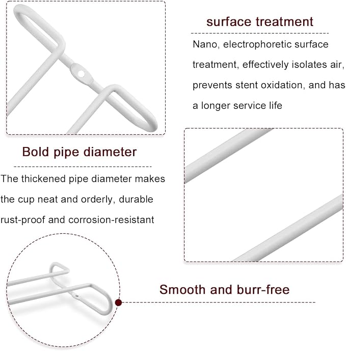 Enenes Heavy Duty Metal Stemware Rack 2 Pack 10.3 Inch Under Cabinet Hanging Wine Glass Holder for Kitchen Bar, Organize Cups, Goblets, Wine Glasses