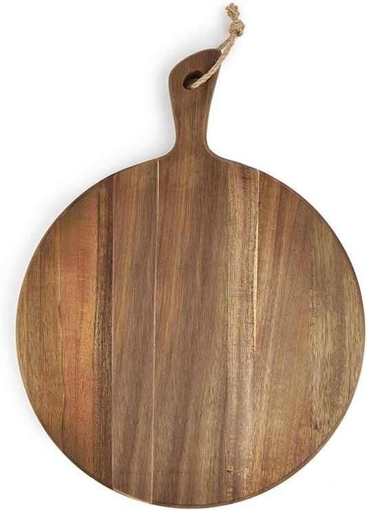 Acacia Wood Cutting Board for Kitchen with Rope on Handle, 16x12 Inch Round Wooden Cutting Boards for Kitchen/Charcuterie Board/Serving Board/Cheese, Bread, Vegetable & Fruits Serving/Pizza Board