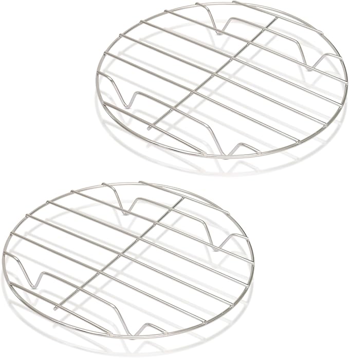 8.66" Round Cooking Rack, 2 Pcs Stainless Steel Baking Cooling Steaming Grilling Rack for Air Fryer, Pressure Cooker, Cooking Enthusiasts