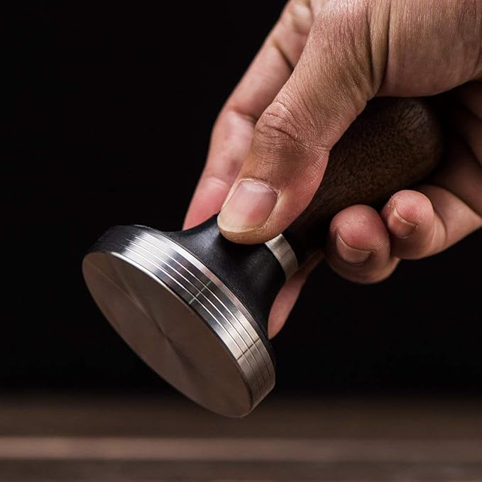 Diguo Elegance Wooden Coffee Tamper. Flat Espresso Tamper for 53mm Portafilter. Stainless Steel Flat with Height Adjustable Wooden Handle. Barista Espresso Tamper (53mm Tamper)