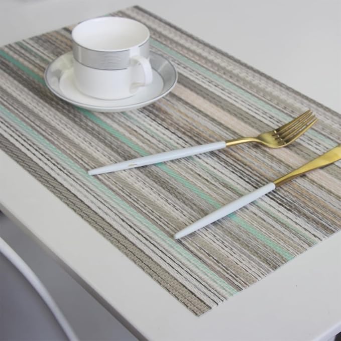 Table Mats Set of 6 Vinyl Placemats Washable Easy to Clean PVC Placemat (placemats Set of 6,Green)