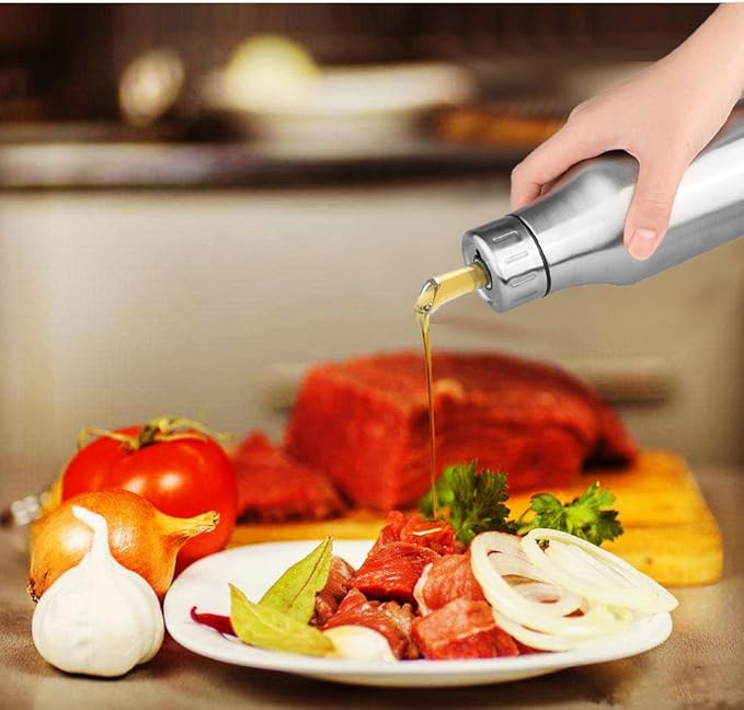 Flyboo Olive Oil Dispenser,Oil Bottle Stainless Steel Leak Proof Olive Oil Decanter for Kitchen