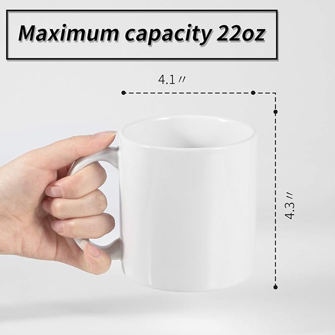 BYCNZB 22oz white Super Large Ceramic Coffee Mugs Large Handles Set of 4