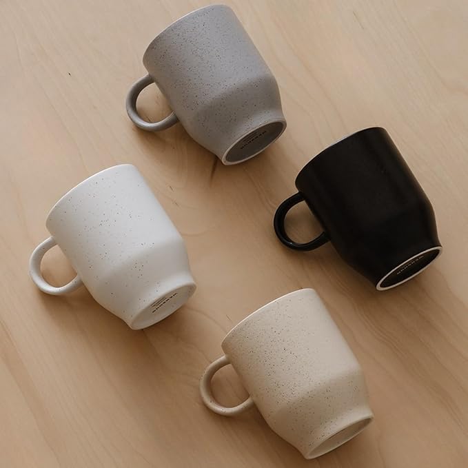 WENSHUO Mug Set of 4, Reactive Glazed Stoneware Mug, 12oz (Nacre White)