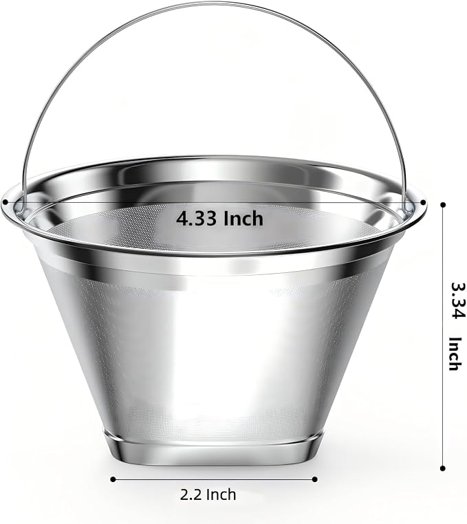 Stainless Steel Reusable Coffee Filter Compatible with Ninja Coffee Maker, 4 Cone Coffee Filters Coffee Basket, Permanent Coffee filters fit for Ninja CFP201 CFP300