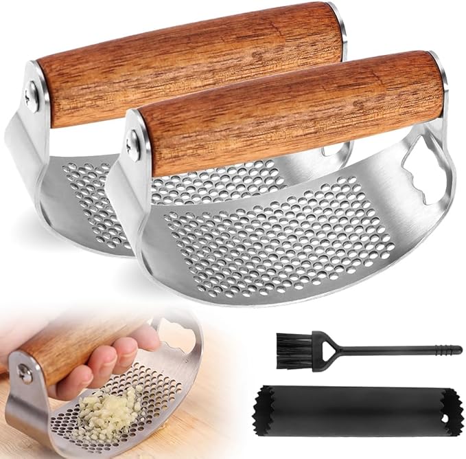 2026 Upgraded Garlic Press Rocker, Stainless Steel Garlic Crusher, Mincer and Choppe, Ergonomic Handle, Easy Kitchen Gadget for Effortless Smashing, Home and Kitchen Utensils Accessories, Cooking (2)
