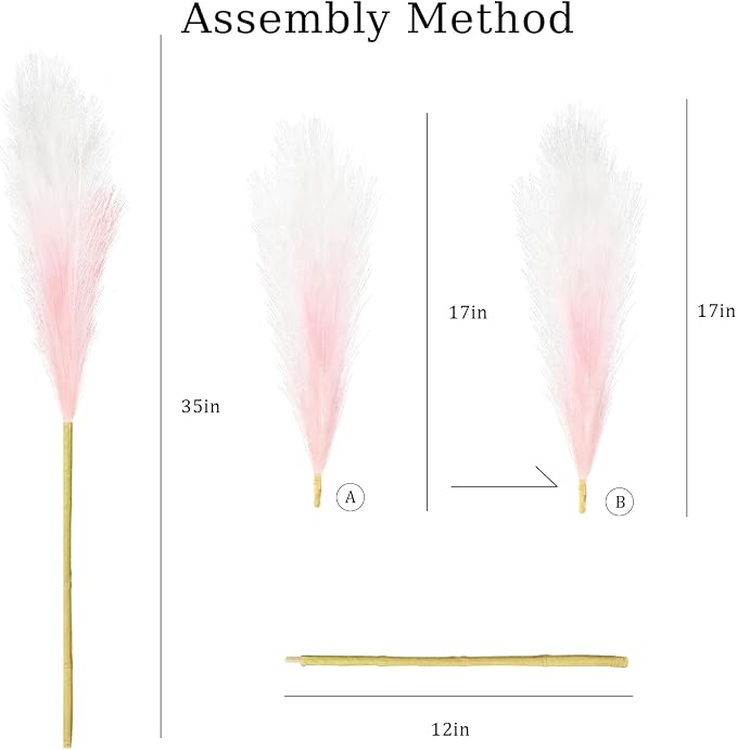 TORONTOKYO 8Pcs Pink Faux Pampas Grass Tall Decor, 35.4” Fluffy Artificial Pompous Grass Branches, Large Pampas Grass Reed Stems for Floor Vase Filler, Wedding, Baby Shower, Home and Boho Decor