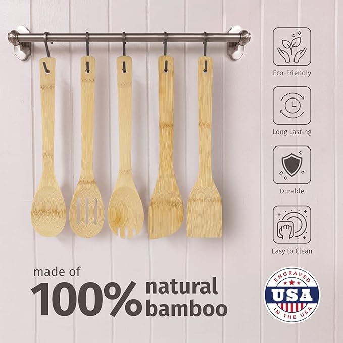 PrintSupremacy Custom Engraved Bamboo Cooking Spoons Set, Non Stick Wooden Kitchen Gadget Pan Cookware, Baking Gift for Housewarming Wedding Birthday, Chef Foodie Gift (Custom, 1 Pc - Spatula)