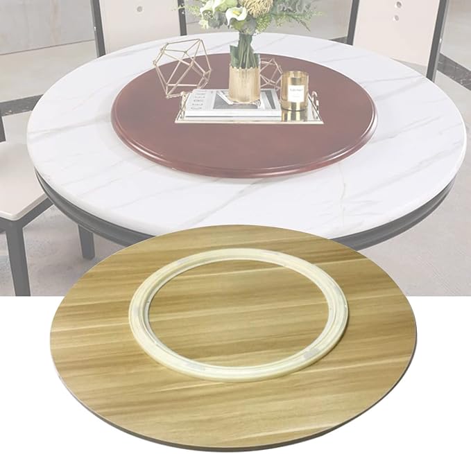 Large Turntable For Round Dining Table, Ø50-80-100cm, Wooden Lazy Susan Turntable For Garden Table, 360° Turntable Round Rotating Serving Plate, Sharing Dinner Easily (Color : Walnut, Size : Ø50cm-2