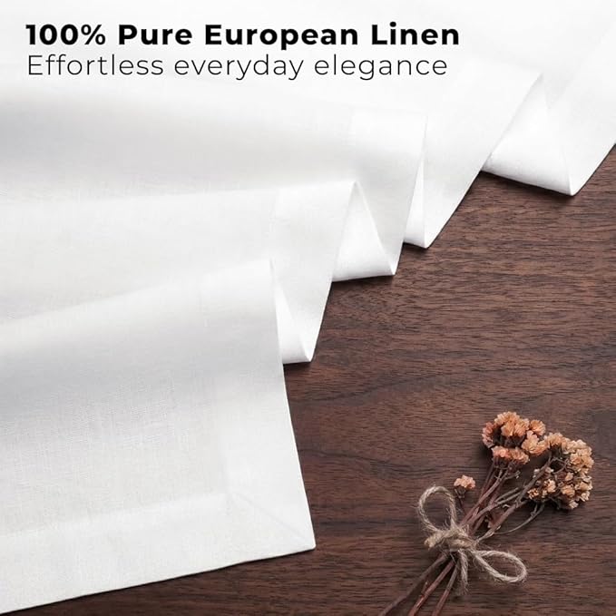Classic Linen™ by D'Moksha White Table Runner 72 Inches Long, 100% Pure Linen, 14 x 72 Inch Table Runner for Dresser, Dining- Summer, Father's & Independence Day