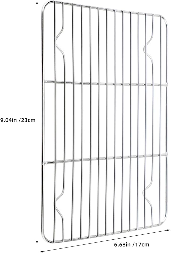 2pcs Stainless Steel Cooking Rack, Steamer Baking Drying Wire Cooling Rack for Toaster Oven Cooking Roasting Grilling Cookie Cake Meat 9 x 7inch