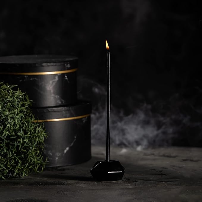 Set of 2 Danilovo Taper Candle Holder - Handcrafted, Sturdy Ceramic Thin Candlesticks Holder - Ideal Luxury Black Home Decor for Any Occasion