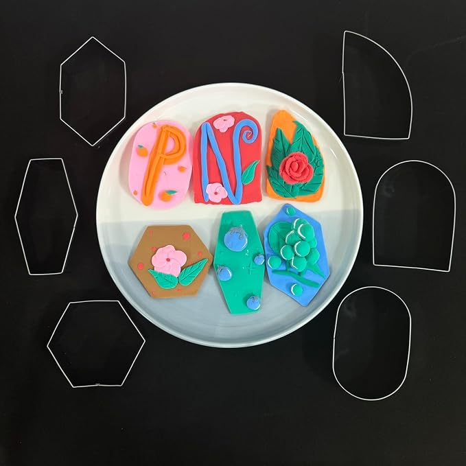 Geometric Plaque Cookie Cutter Set-6 Piece-4.0 Inch-Diswasher Safe-Frame Cookie Cutter Shape for Baking