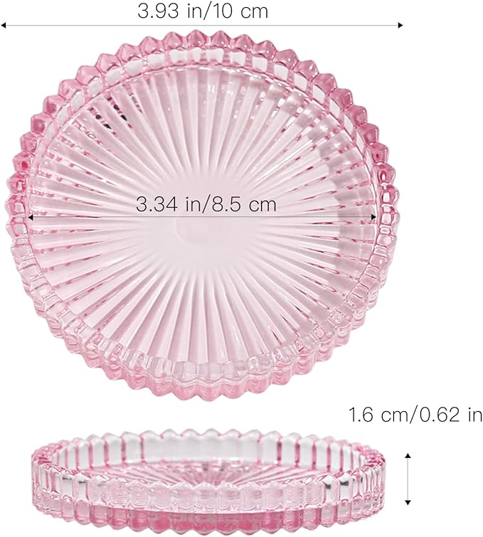 Vixdonos 3.8 Inch Glass Pillar Candle Holder Set Pack 2 Gear Round Plate Serrated Candle Stand for Table Centerpieces,Party, Wedding and Home Decor