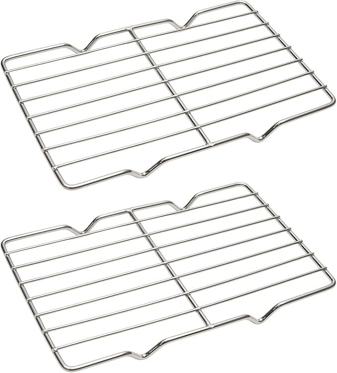 2 Pcs Stainless Steel Roasting Rack 5.3" x8.5" Wire Rack for Baking Sheet Heavy Duty Wire Grate Oven Roasting Grilling Cooking Racks with 4 Legs for Food