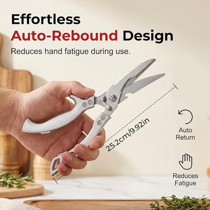 Heavy Duty Kitchen Scissors for Food, 2026 New Stainless Steel Bone Cut Kitchen Scissors Poultry Shears, Multi-Purpose Kitchen Shears for Meat Chicken Bone Fish Turkey Vegetables Seafood (2pcs)