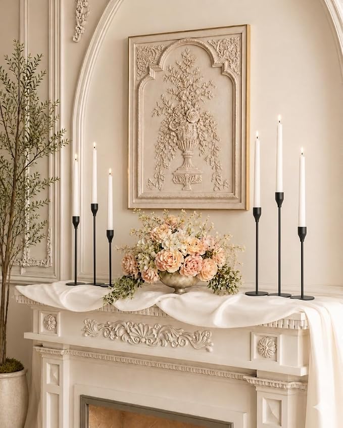 NLBTW Black Taper Candle Holders Set of 6, Metal Candlestick Holders for Table or Mantel Decor Centerpiece, Candle Stick Holder Decor for Wedding, Dinning, Party or Anniversary