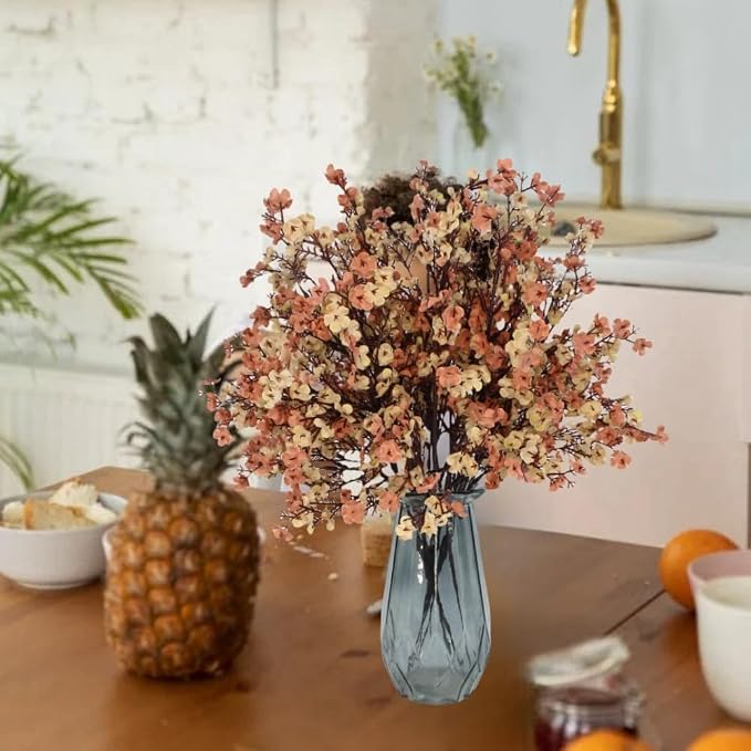 10 Pcs Baby's Breath Artificial Flowers, Silk Flowers Gypsophila, Faux Flowers Artificial for Fall Decoration, Floral Arrangement, Wedding Bouquets, Home Table Centerpieces (10, Pale Coffee)