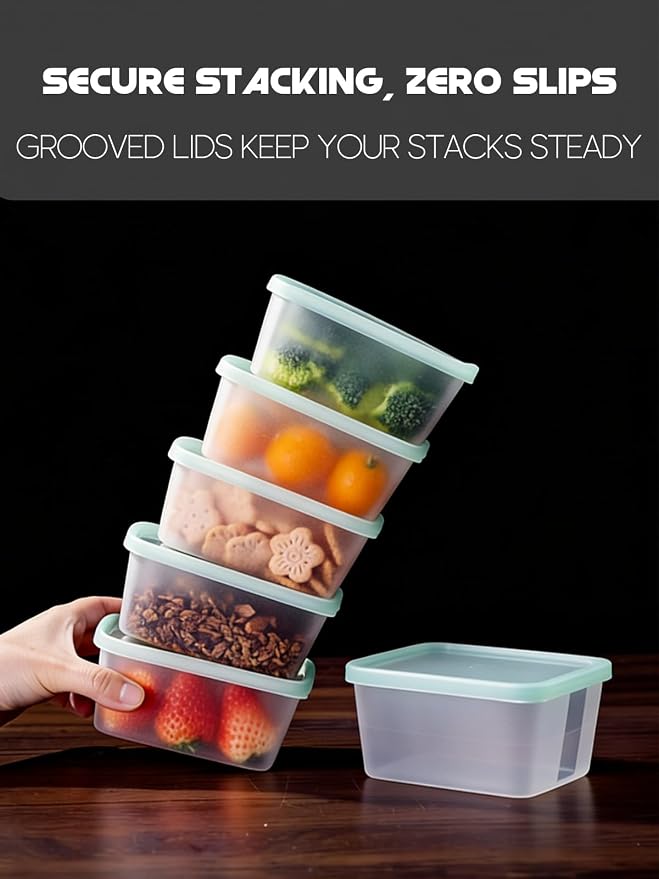 LivLab Mker 20 PCS Food Storage Containers with Lids - Reusable Meal Prep Containers Bpa-Free Freezer Lunch Boxes for Leftovers, Snack, Fruits, Salad - 10Sets | 20 fl oz | 2.5 Cups