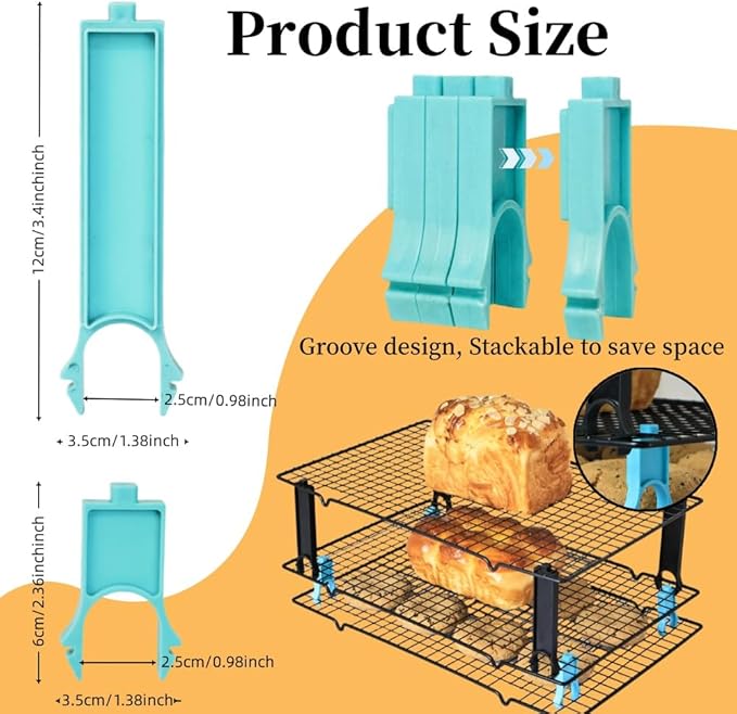 4PCS Saving Harvest Cooling Rack Stacker - Cooling Rack Organizer, Stacking Clips for Cookie & Stackable Cooling Rack, Cookie Bread Cake Cooling Rack Baking Gifts (Blue, Small 4pcs)