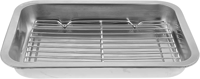 MAGICLULU Stainless Steel Baking Sheet with Wire Rack Set, 12.4X8.46 Inch Cookie Pan and Cooling Rack for Baking, Roasting, Draining Oil, and Cooking Home