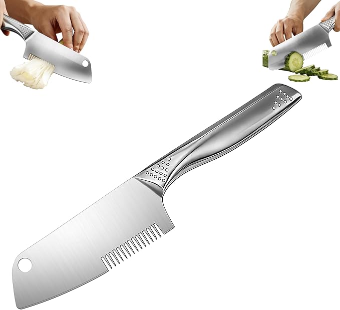 Stainless Steel Multi-Purpose Julienne Peeler, 2-in-1 Vegetable Julienne Slicer Blade, Quick & Easy Kitchen Multifunctional Shredder Cutter Tool for Fruit, Potatoes, Carrot, Green Onion (Large)