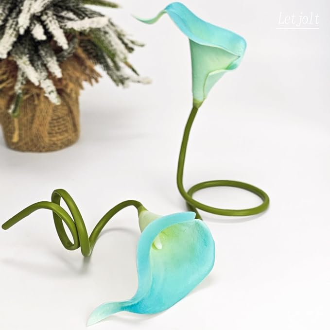 Letjolt Peacock Blue Calla Lily 20Pcs Artificial Flowers Bouquet for Wedding Bride Shower Blessing Gift Home Decoration Faux Calla Lilies Flower, 20 Pieces