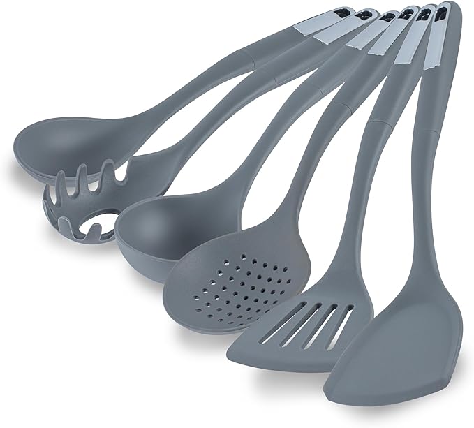 Met Lux Kitchen Utensil Sets, 10 Silicone Utensil Sets- 6 Pieces Per Set, High-Heat Tolerance, Dark Gray Silicone Kitchen Utensils, For No-Stick Cookware - Restaurantware