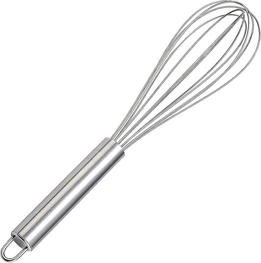 Hand Blender Wire Whisk, Stainless Steel Balloon Egg Beater, Prime Whisker for Kitchen, Whisker for Cake Mixing, Whizzy Whisk with Pipe Handle for Blending, Beating, Stirring (Medium)