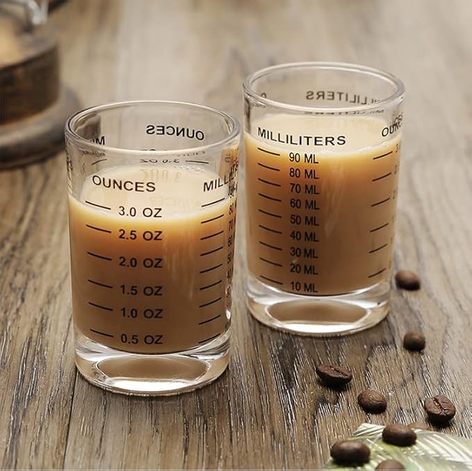 Measuring Cup Shot Glass 3 Ounce/90ML Liquid Heavy High Espresso Glass Cup Black Line (Black)