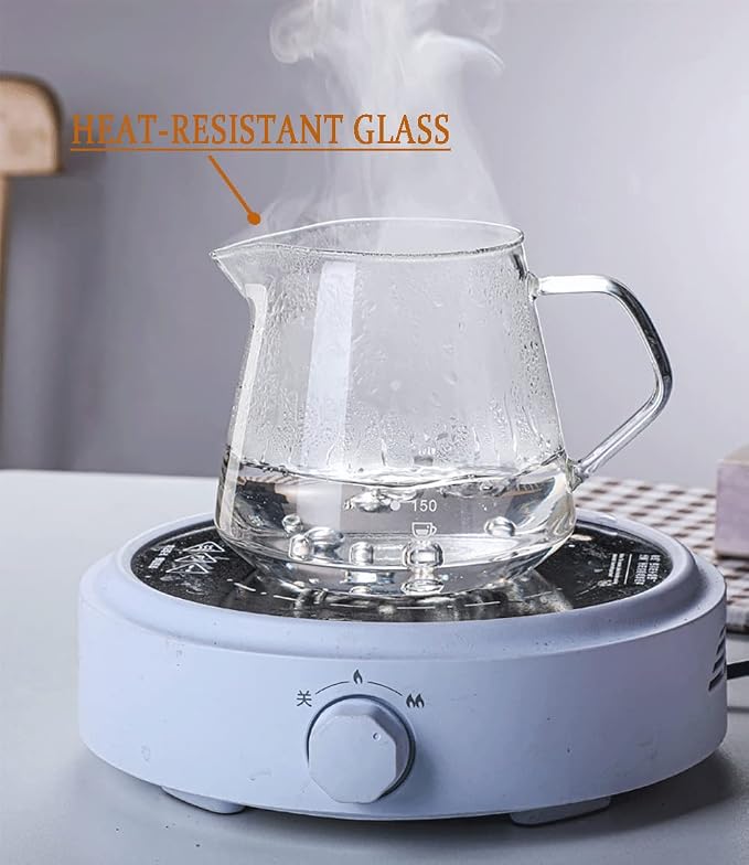 Pour Over Coffee Maker - 20 OZ /600ML Glass Carafe Coffee Server with Glass Coffee Dripper/Filter, Drip Coffee Maker Set for Home or Office, 1-5 Cups
