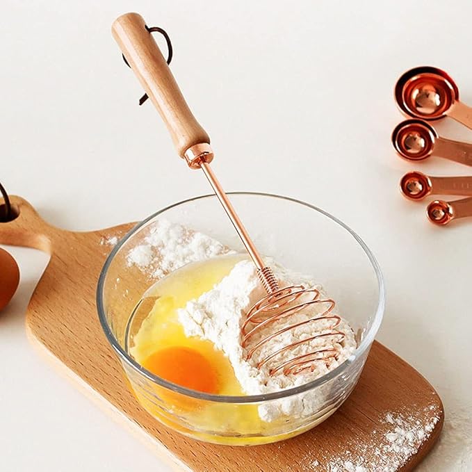 Whisks for Cooking Stainless Steel Spring Coil Whisk, Steel Wire Whipped Cream Whisk Balloon Wire Whisks for Cooking Baking Blending Manual Mixer (8",Rose Gold) Whisks for Blending