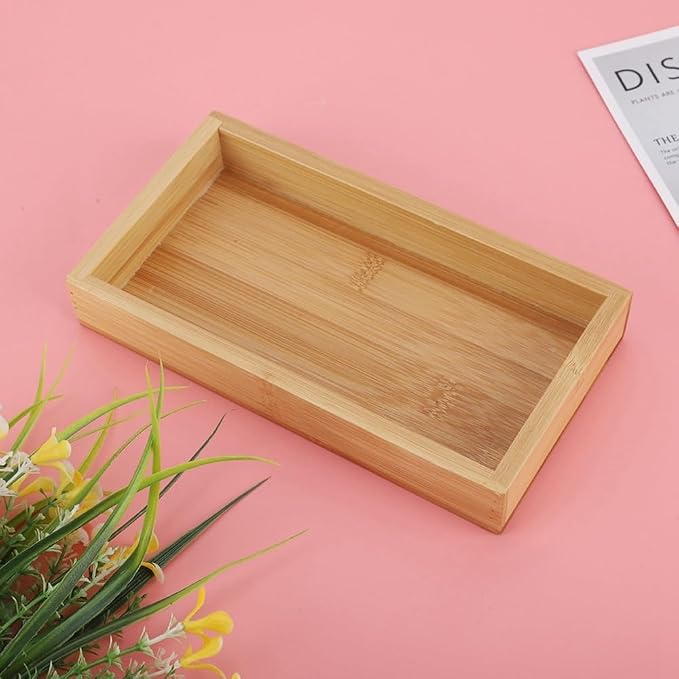 Rectangular Shape Bamboos Serving Tray Durable Fruit Tea Food Platter for Restaurant Home Use(S)