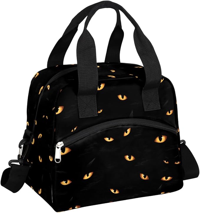 Pardick Halloween Eyes Black Insulated Lunch Bag for Women Leakproof Lunch Box Large Cooler Thermal Tote Bag with Shoulder Strap Meal Prep Bags for Work School Office Picnic Teen Girls Adult