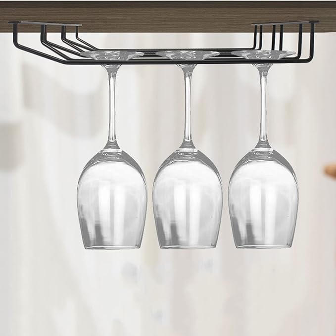 Single slot Wine Glass Rack, Under Cabinet Wine Glass Holder, glass cup Storage Hanger Organizer, Hanging Stemware for Kitchen Bar (Size : 27.5 * 4.8 * 10.8cm)