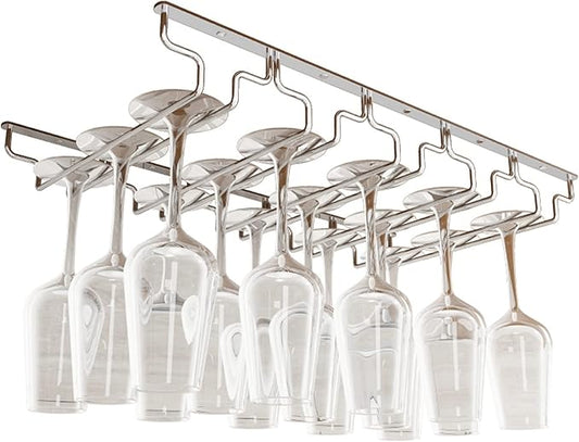 Wine Glass Rack, Under Cabinet Wine Glass Holder Stainless Steel Stemware Rack - Hanging Stemware Holder,Wine Bottle Holder for Cabinet Kitchen Bar (Size : 34.5 * 18cm(13.6 * 7.1in))