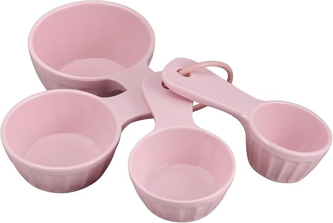 UP 4-Piece Latte Style Melamine Measuring Cups Set, Professional Nesting Baking and Cooking Tools for Liquid and Dry Ingredients, Pink