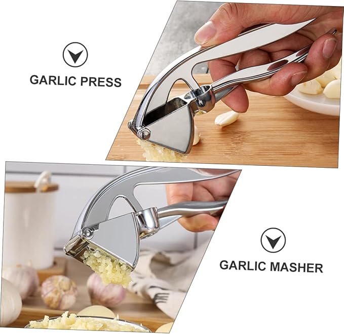 KICHOUSE Stainless Steel Garlic Press Squeezer Mincer Tool Manual Garlic Masher Kitchen Essential
