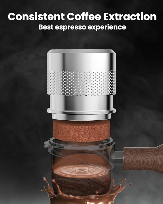 53mm Espresso Tamper, Maestri House Stainless Steel Barista Coffee Tamper for Espresso Machine, Spring-loaded Tamper Fits for 54mm Breville Portafilter Fits for 54mm Espresso Portafilter (Silver)